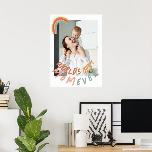 写真モダンヴィンテージレインボー世界のマ最高のイマ ポスター (ホームオフィス)