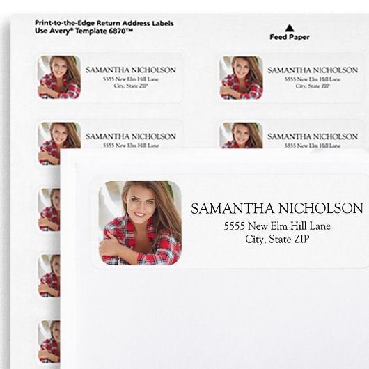 写真モダン丸いエッジ白 ラベル