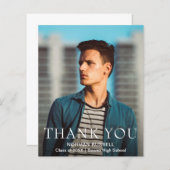 写真モダン予算の卒業サンキューカード (正面/裏面)