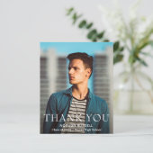 写真モダン予算の卒業サンキューカード (スタンド正面)