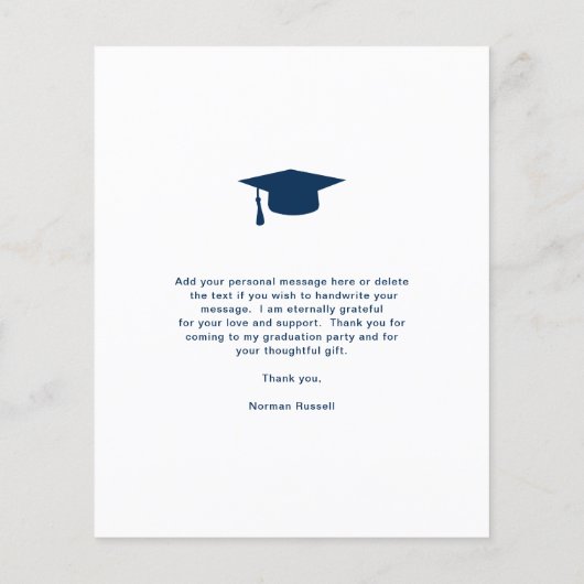 写真モダン予算の卒業サンキューカード (裏面)