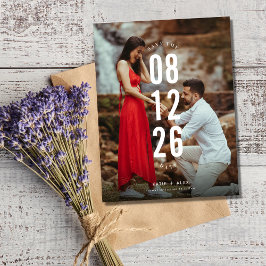 写真モダン予算の結婚式の日付の保存 案内ポストカード