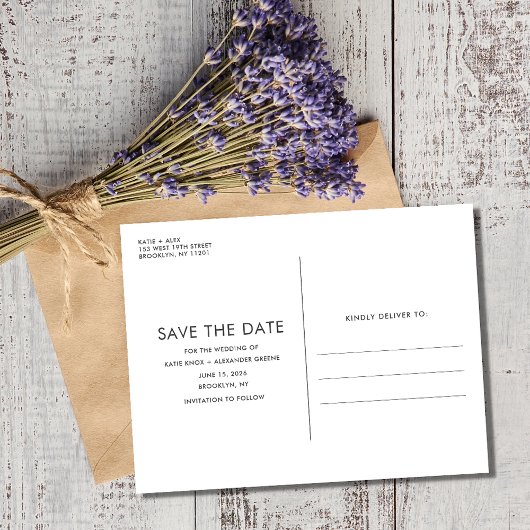 写真モダン予算の結婚式の日付の保存 案内ポストカード