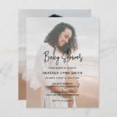 写真モダン予算ベビーシャワー招待状 (正面/裏面)