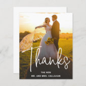 写真モダン予算結婚のサンキューカード (正面/裏面)