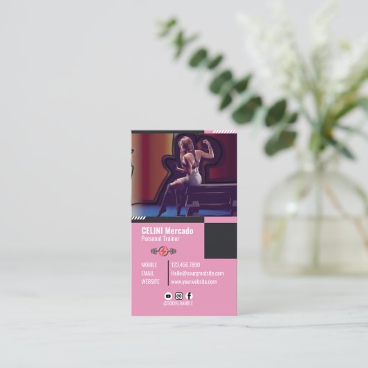 写真モダン事業とのパーソナルトレーナーフィットネス 名刺 (スタンド正面)