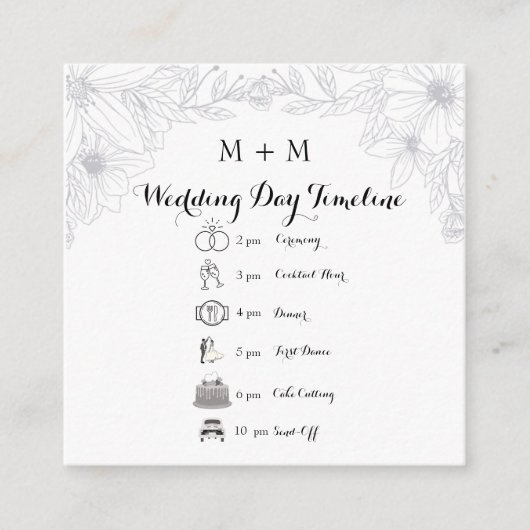 写真モダン付きのエレガントな結婚式の日のタイムライン エンクロージャーカード (正面)