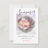 写真モダン付きの誕生発表スクリプト 案内状 (正面)