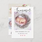 写真モダン付きの誕生発表スクリプト 案内状 (正面/裏面)