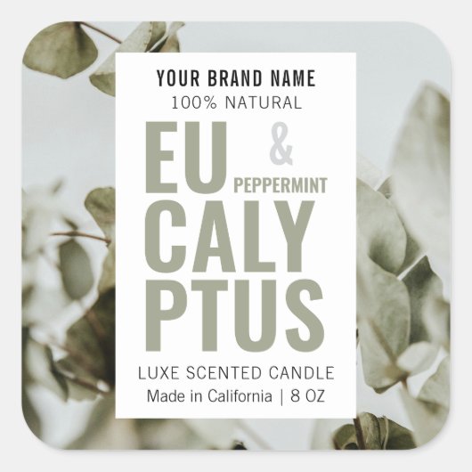 写真モダン付きエレガントキャンドル製品ラベル スクエアシール (正面)