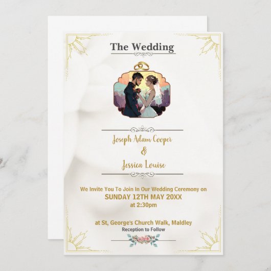 写真モダン付きカスタム化可能結婚式招待状 招待状 (正面/裏面)