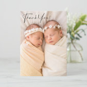 写真モダン付きツインベビー発表 案内状 (スタンド正面)