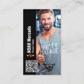 写真モダン付きパーソナルトレーナーフィットネス 名刺 (裏面)