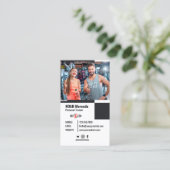 写真モダン付きパーソナルトレーナーフィットネス 名刺 (スタンド正面)