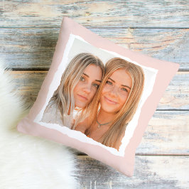 写真モダン付きピンクと白の枠 クッション