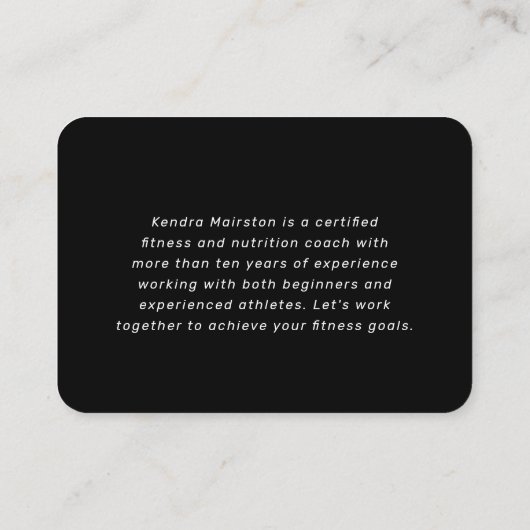 写真モダン付きフィットネストレーナーの名刺 名刺 (裏面)