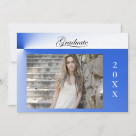 写真モダン付きブルーレイ卒業招待状 招待状