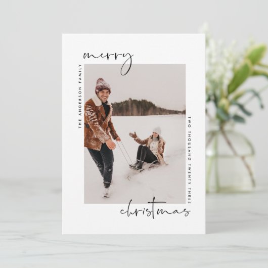 写真モダン付きミニマルなクリスマスカード シーズンカード (スタンド正面)