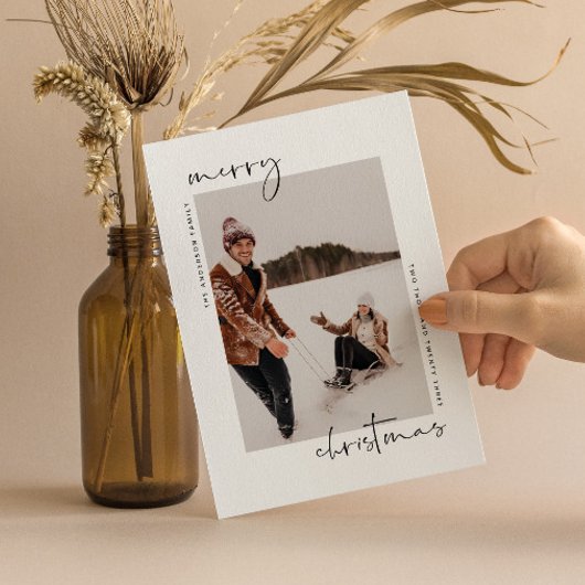 写真モダン付きミニマルなクリスマスカード シーズンカード