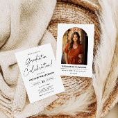 写真モダン付きミニマル卒業招待状 招待状