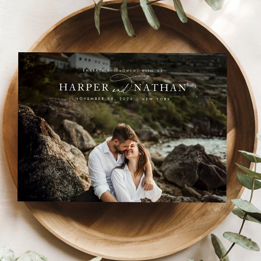 写真モダン付きミニマル結婚式招待状 招待状