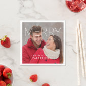 写真モダン付きメリークリスマスオーバーレイ スタンダードカクテルナプキン (インサイチュ)