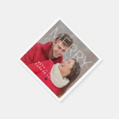 写真モダン付きメリークリスマスオーバーレイ スタンダードカクテルナプキン (角)