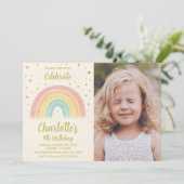 写真モダン付きレインボー誕生日招待状 招待状 (スタンド正面)