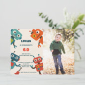 写真モダン付きロボット誕生日招待状 招待状 (スタンド正面)