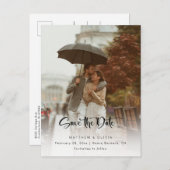 写真モダン付き日付の書道スクリプトの保存 案内ポストカード (正面/裏面)