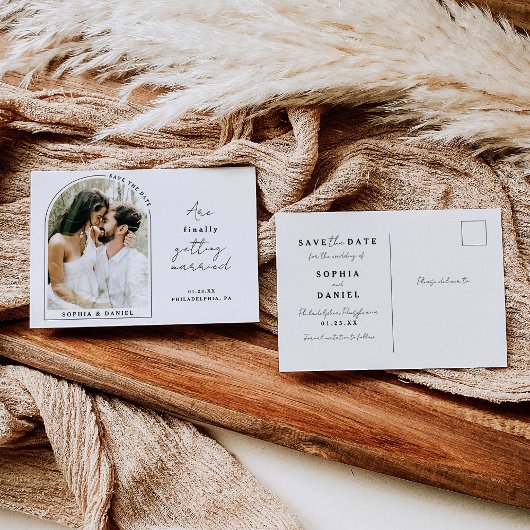 写真モダン付き最後のアーチ日付を保存 案内ポストカード