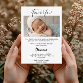 写真モダン付き男の赤ちゃんサンキューカード 案内状