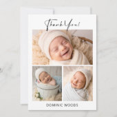 写真モダン付き男の赤ちゃんサンキューカード 案内状 (正面)