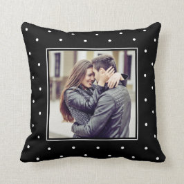 写真モダン付き白黒水玉模様 クッション