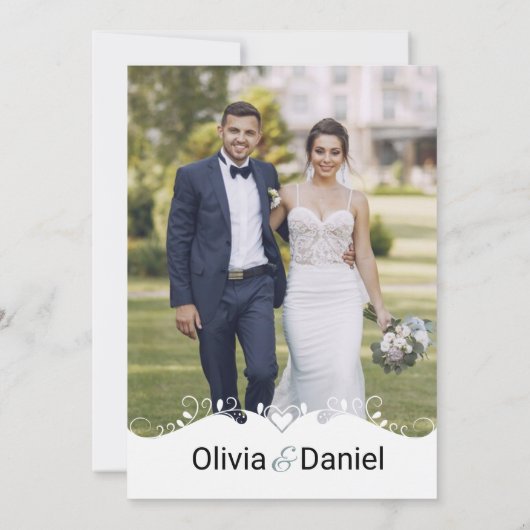 写真モダン付き結婚式招待状カード 招待状 (裏面)