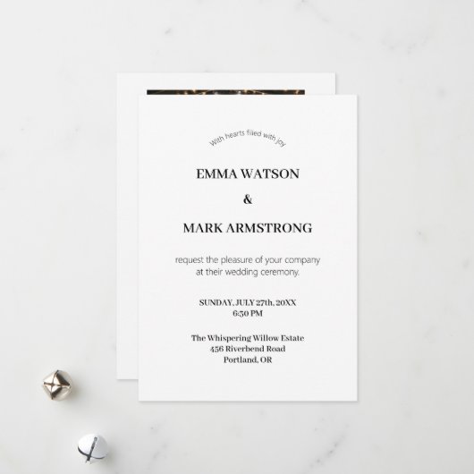 写真モダン付き結婚式招待状テンプレート シーズンカード (正面/裏面インサイチュ)