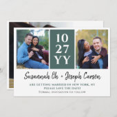 写真モダン付き緑のビッグデート日付を保存 セーブザデート (正面/裏面)