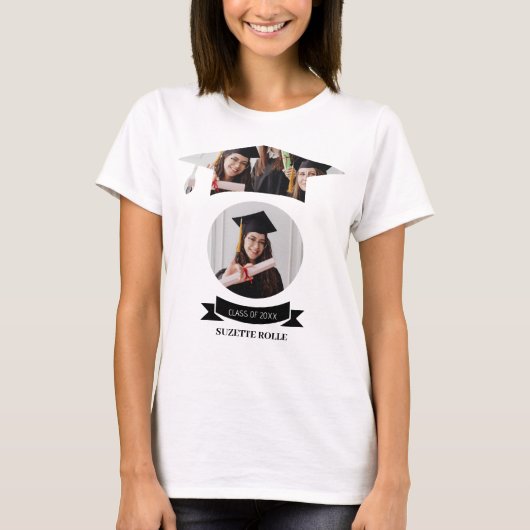 写真モダン付き誇りを持った親の卒業シャツ Tシャツ (正面)