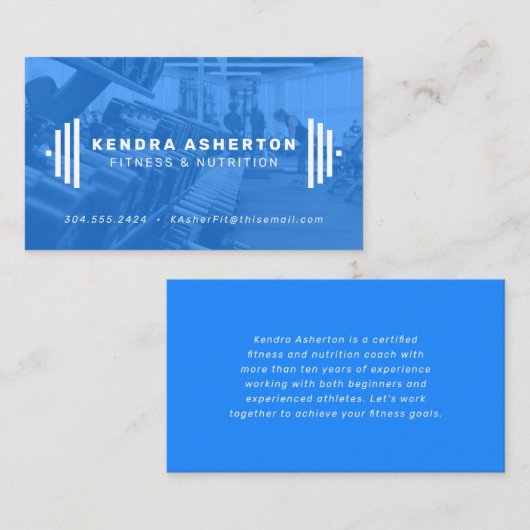 写真モダン付き青フィットネス名刺 名刺 (正面/裏面)