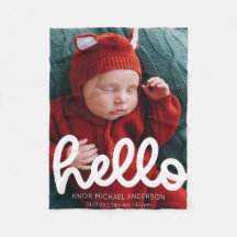 写真モダン付きHello Birth Announcement