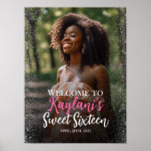 写真モダン付きsweet sixteen歓迎サイン ポスター (正面)