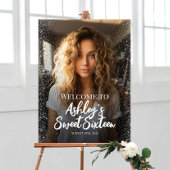 写真モダン付きsweet sixteen歓迎サイン ポスター