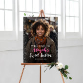 写真モダン付きsweet sixteen歓迎サイン ポスター