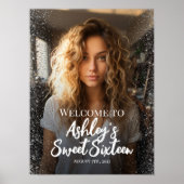 写真モダン付きsweet sixteen歓迎サイン ポスター (正面)
