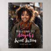 写真モダン付きsweet sixteen歓迎サイン ポスター (正面)