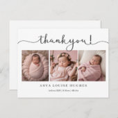 写真モダン付ベビーサンキューカード ポストカード (正面/裏面)