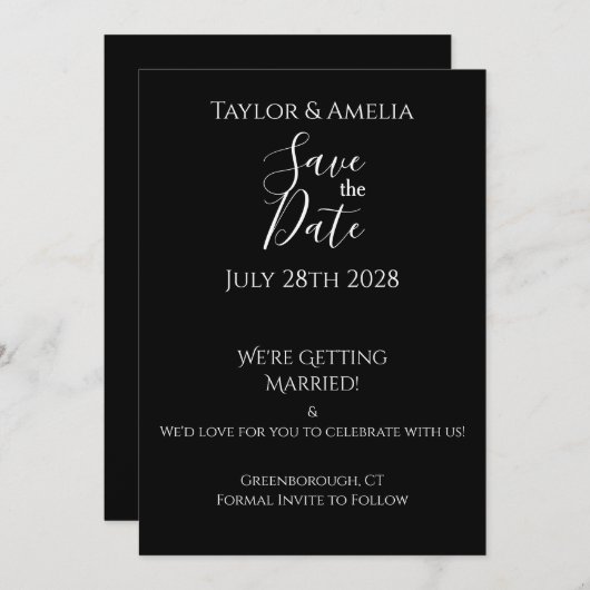 写真モダン以外の結婚式の日付の保存招待状 セーブザデート (正面/裏面)