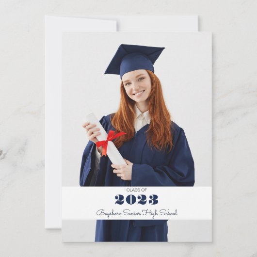 写真モダン任意の年の卒業招待状の編集 招待状 (裏面)