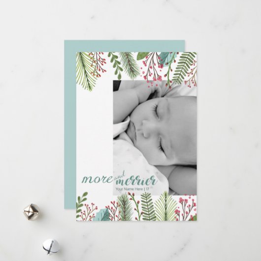 写真モダン休日の詳細とメリー シーズンカード (正面/裏面インサイチュ)