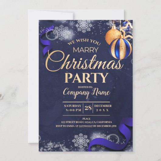 写真モダン会社クリスマスパーティの招待状 招待状 (正面)